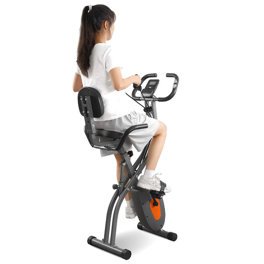 Folding Exercise Bike with Pulse Sensor and Arm Bands