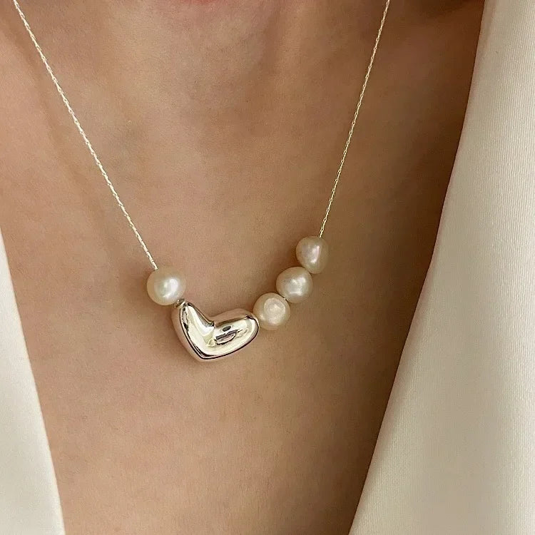 MIHJUSFDHCN Pearl Necklace Double Layer Bead Pendant