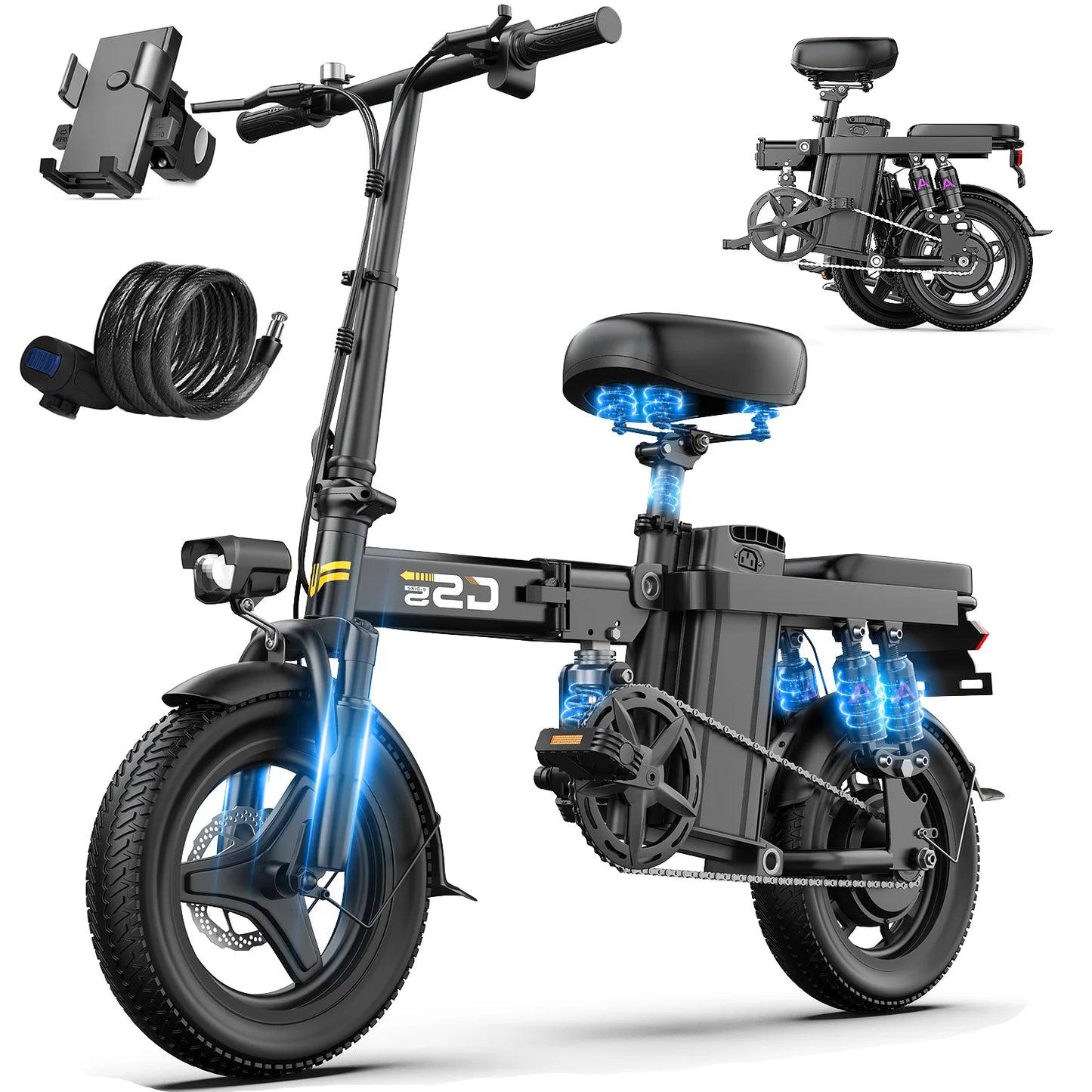 GS5 Electric Folding EBike 750W 48V Removable Battery