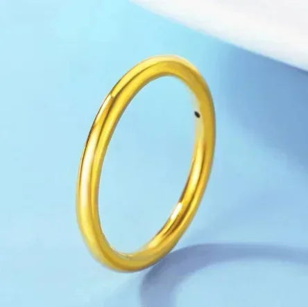 24K Gold Rings for Couples 999 Stamp Shiny Surface Jewelry