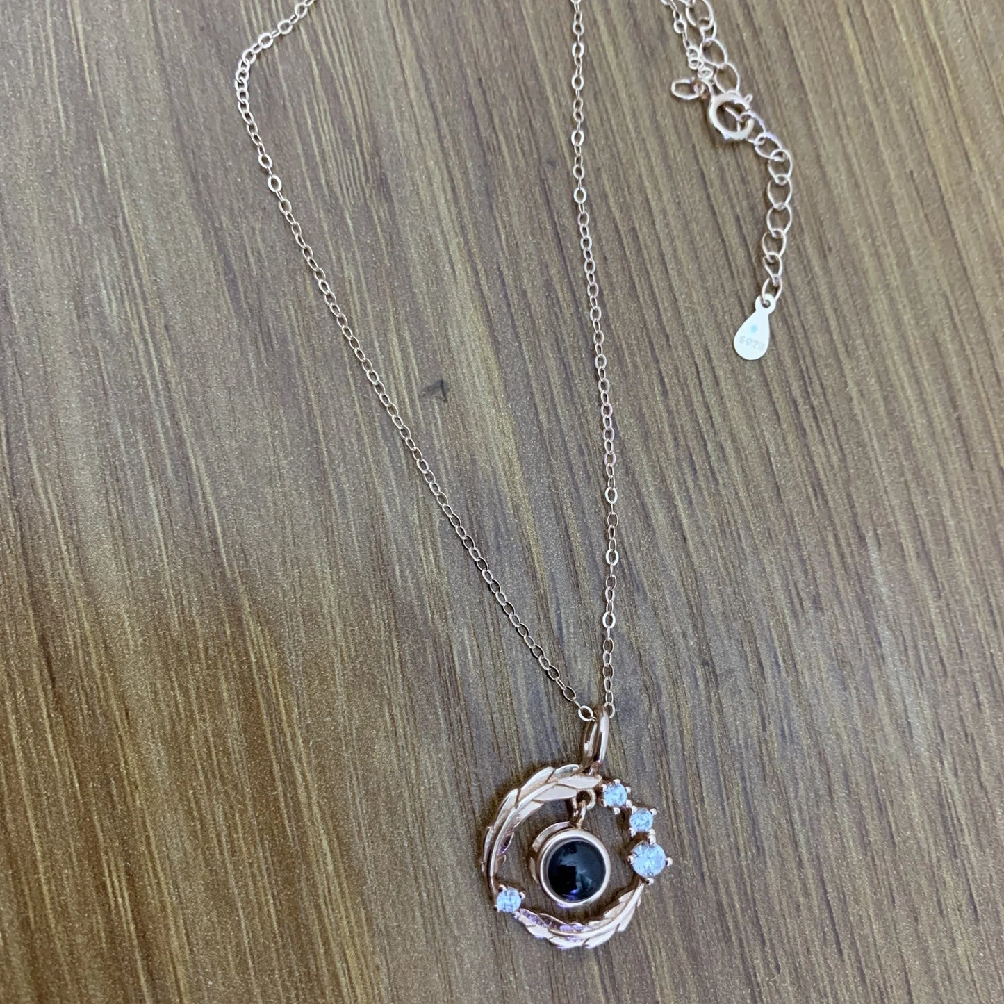 Zhejiang S925 Photo Projection Necklace Feather Zirconia
