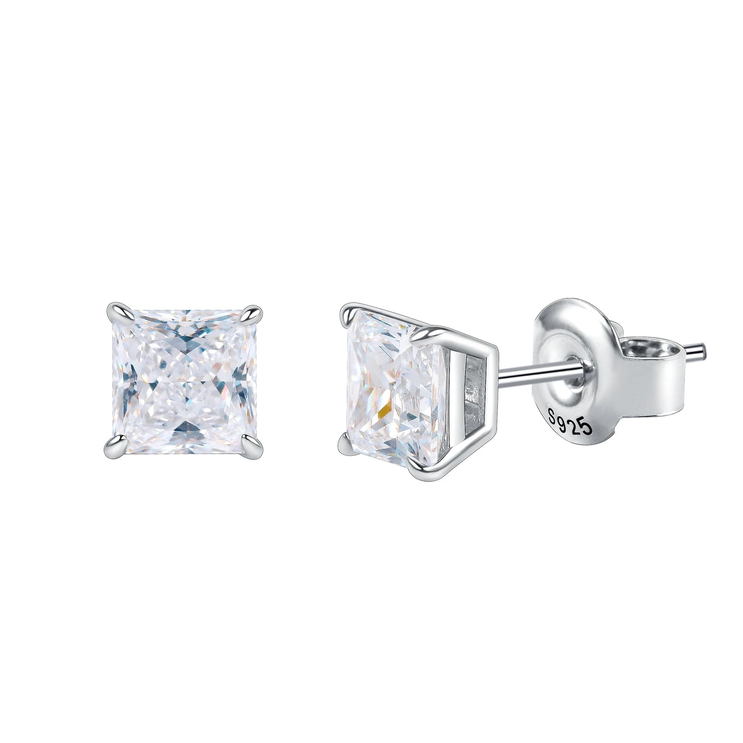 GEM'S BALLET Moissanite Stud Earrings 925 Sterling Princess