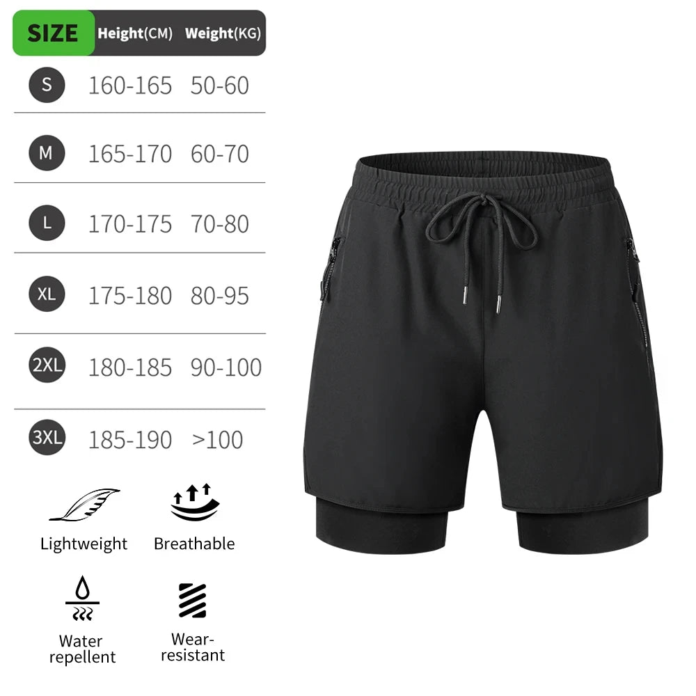 WOSAWECN 2 In 1 MTB Padded Cycling Breathable Shorts Men