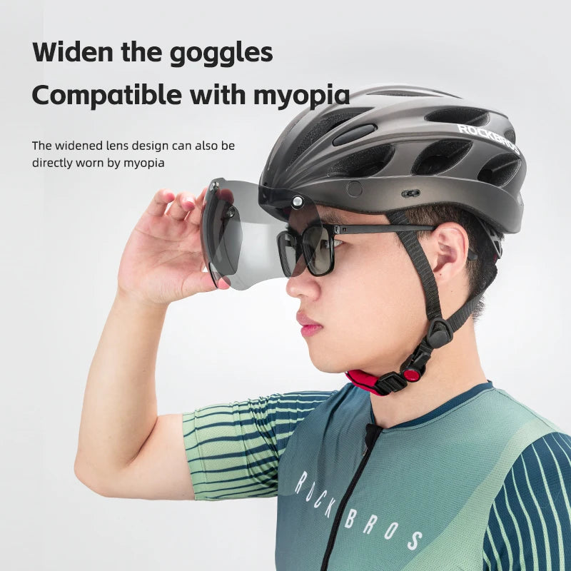 ROCKBROS Integrated Cycling Helmet Goggles For MTB Road