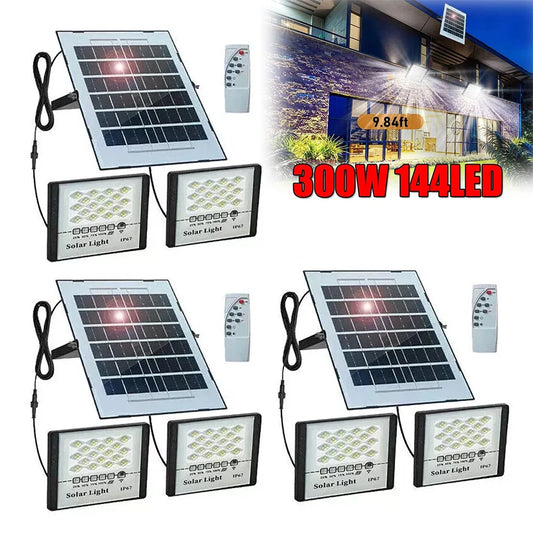 Solar 300W LED Street Light Flood Lamp Dusk To Dawn
