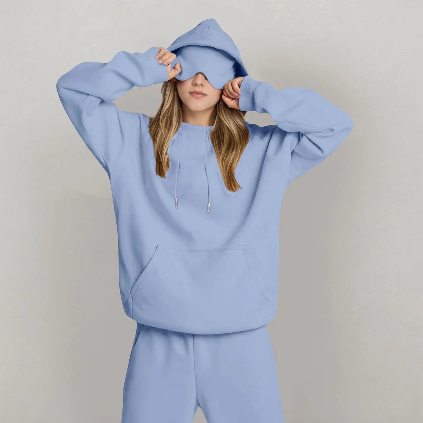 Unisex Hooded Sweatshirt With Built In Eye Mask Loose Fit