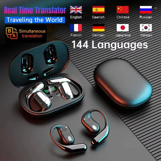 AI Translator Earbuds Real Time Translation HeadphonesPro 144 Languages Traveling