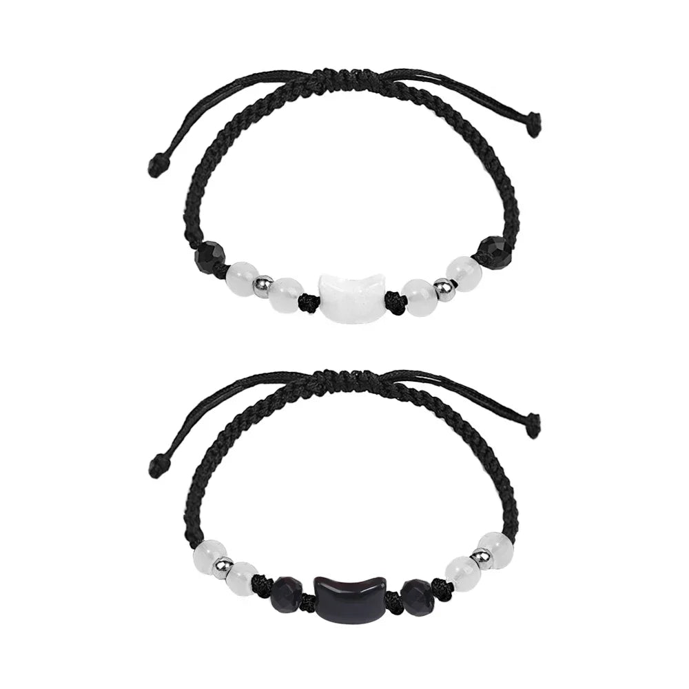 CN Moonstone Obsidian Bracelets for Couples Minimalist Gift