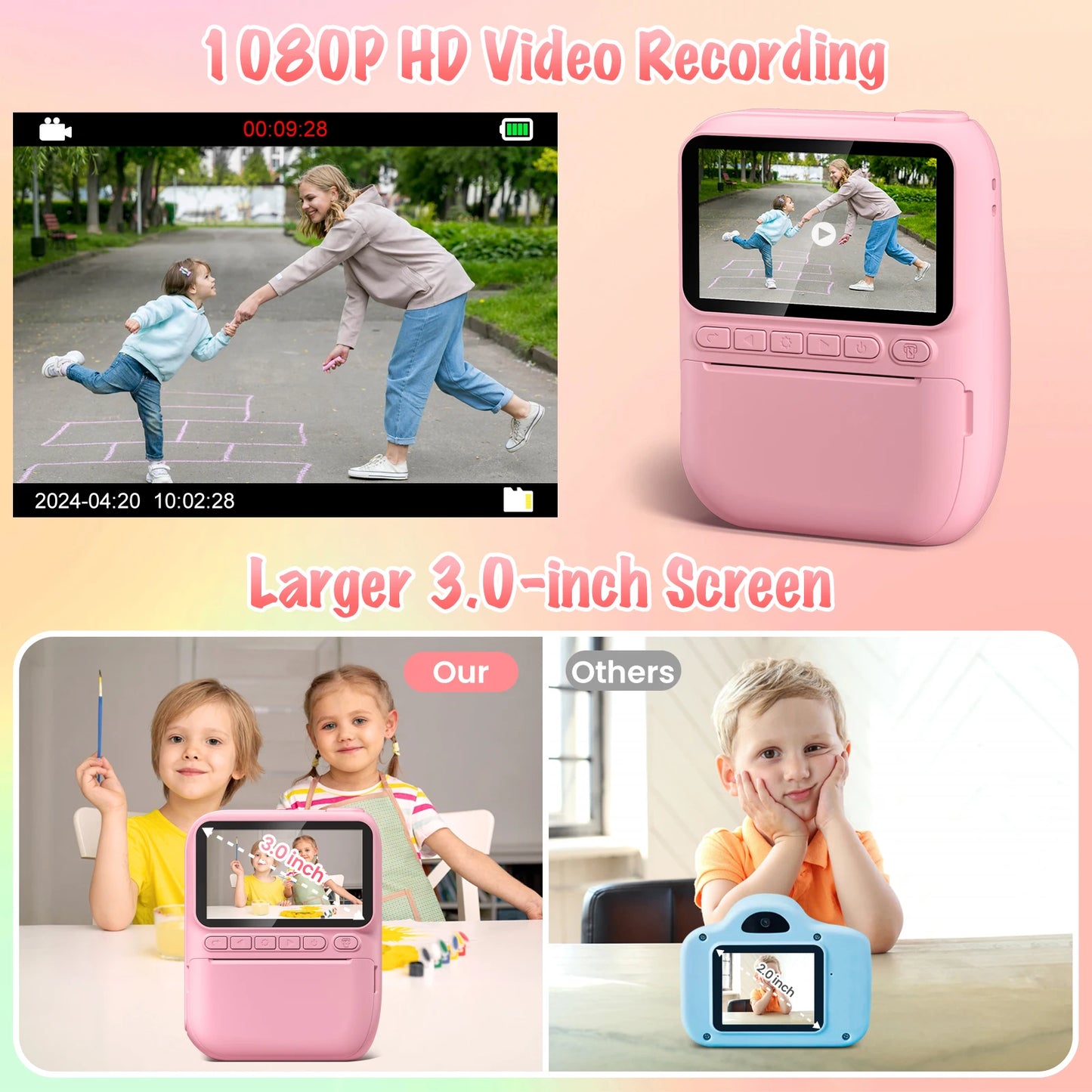 DIAMOOKYCN Instant Print Camera For Kids 32MP HD 1080P