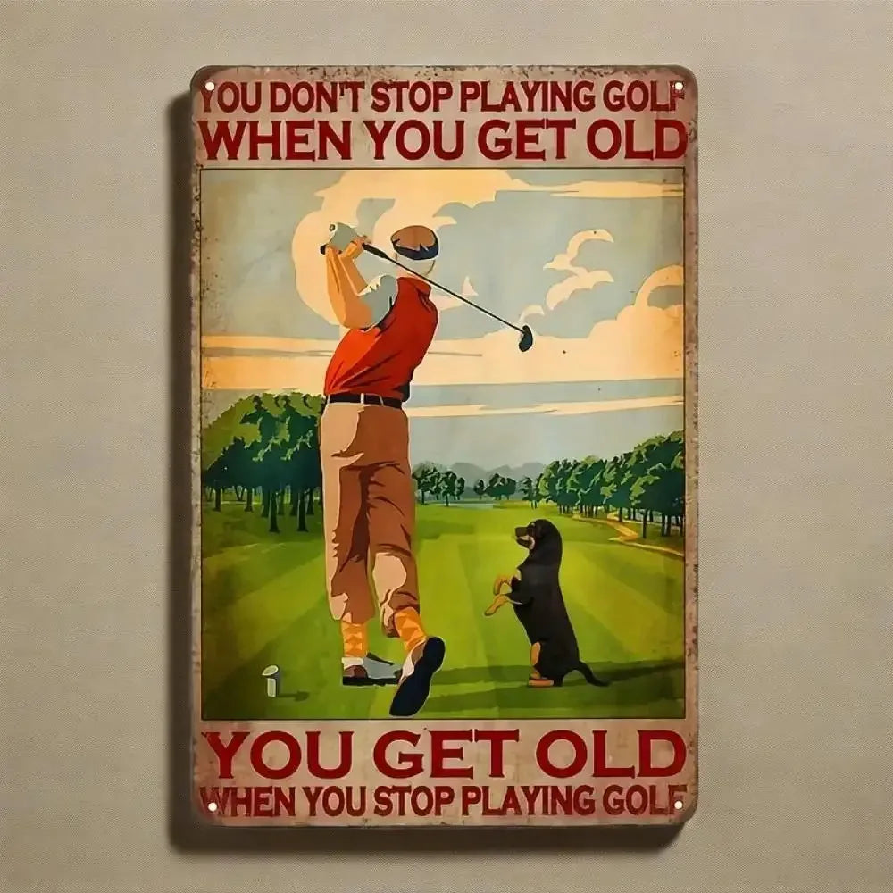 Helloyoung Golf Iron Wall Art Rustic Tin Sign
