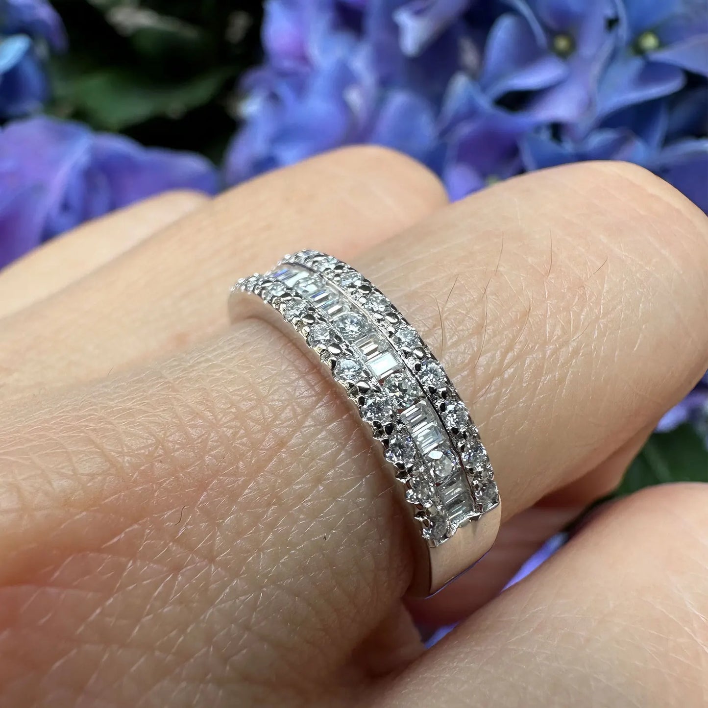 Newshe Moissanite Ring 925 Sterling Silver Half Eternity