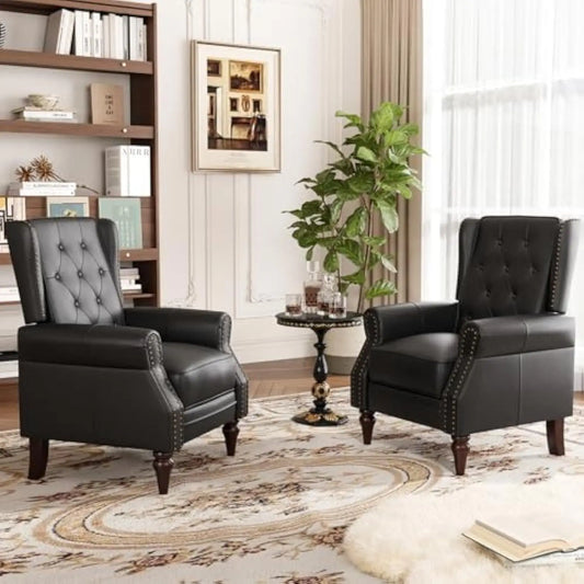 Mid Century Modern PU Leather Accent Chairs Set of 2