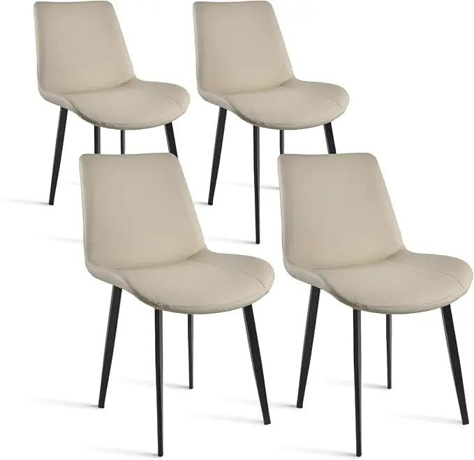 HUANZHUANG Modern PU Leather Dining Chairs With Metal Legs