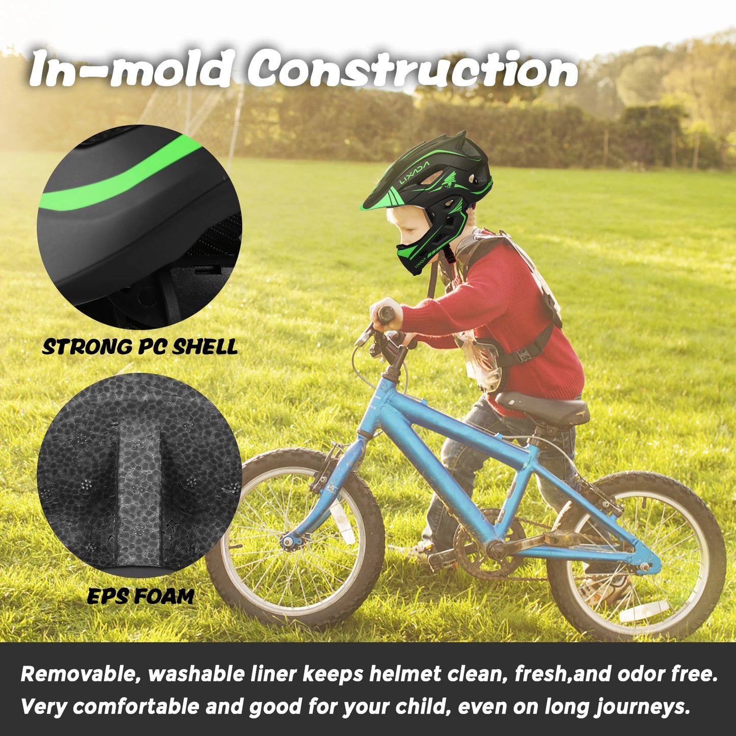 Qiilu Kids Bicycle Helmet Full Face Safety Cycling Helmet