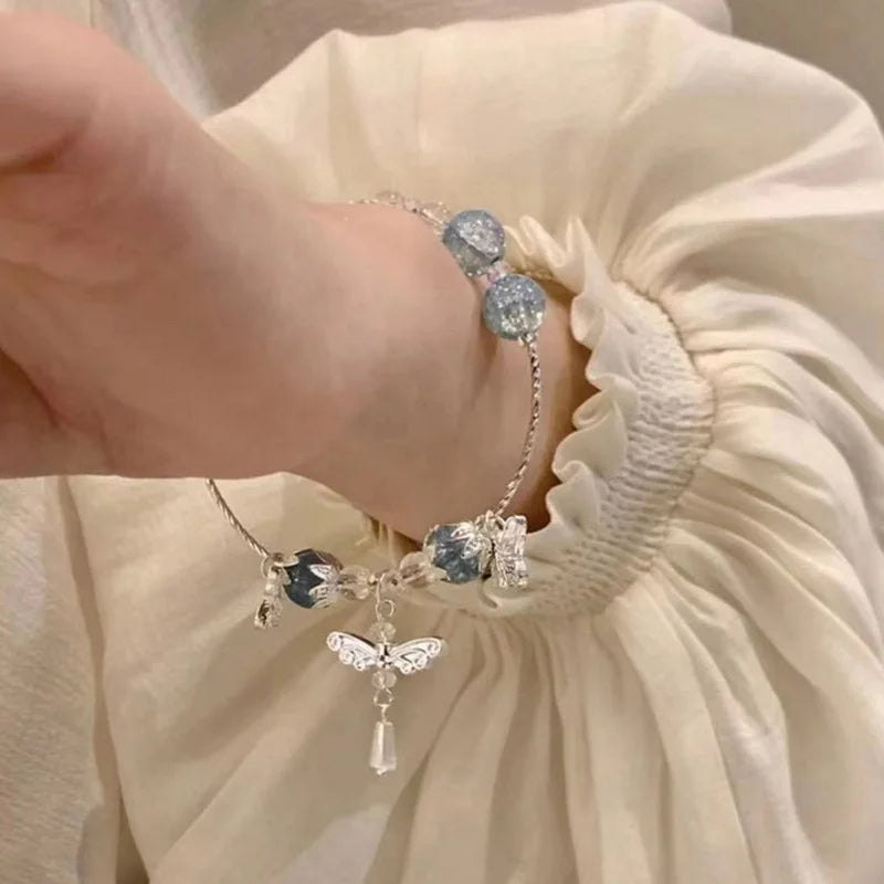 Belleper Luxury Glass Beaded Bracelet Butterfly Tassel