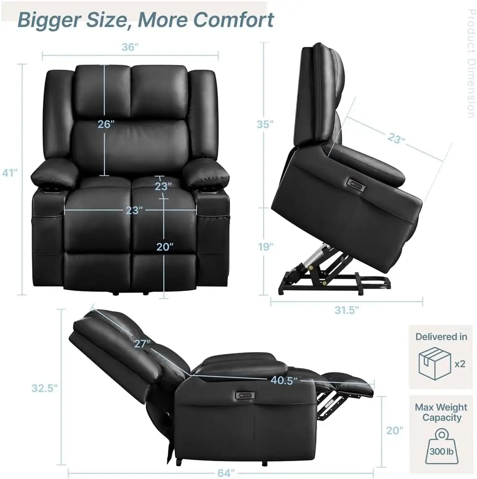 XMSJH Electric Power Lift Recliner PU Leather Massage Chair