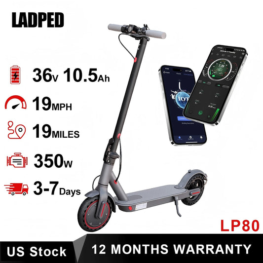 Ladped Electric Scooter 350W 19 MPH APP Smart Foldable