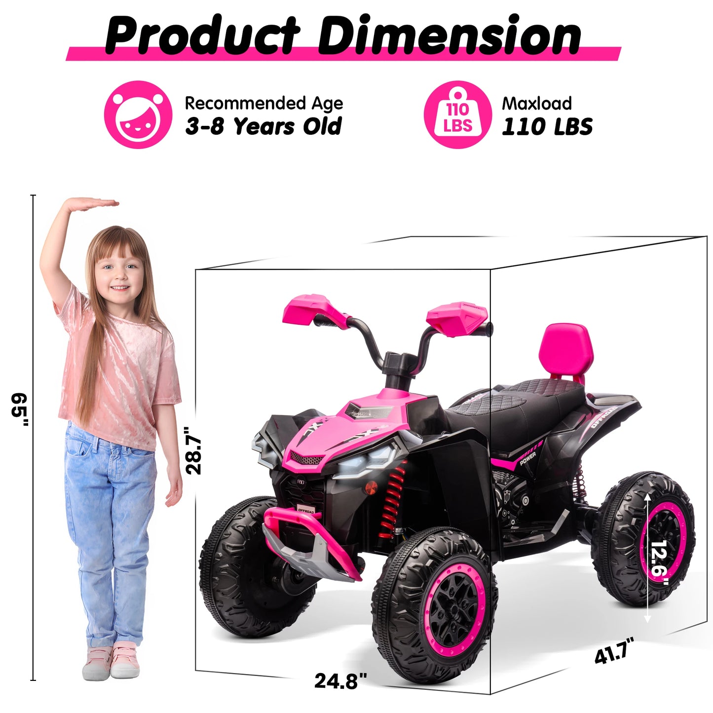 Joyracer 24V Kids ATV 2 Seater Ride On Toy 800W Motor