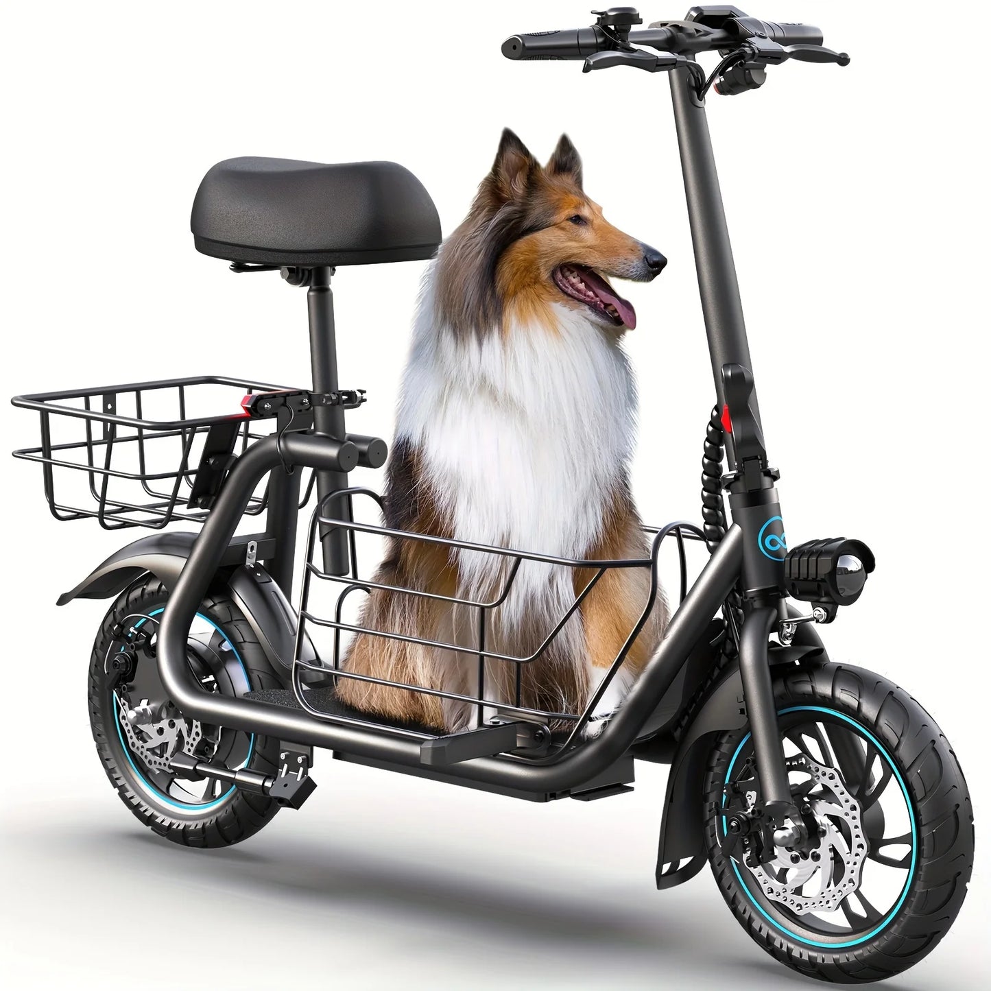 GYROOR Electric Scooter With Pet Basket Foldable 3 Modes
