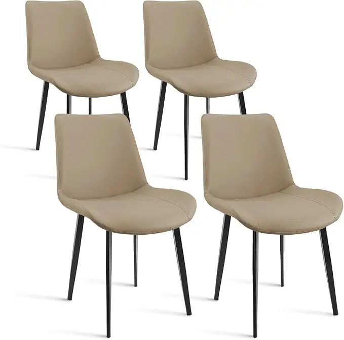 HUANZHUANG Modern PU Leather Dining Chairs With Metal Legs