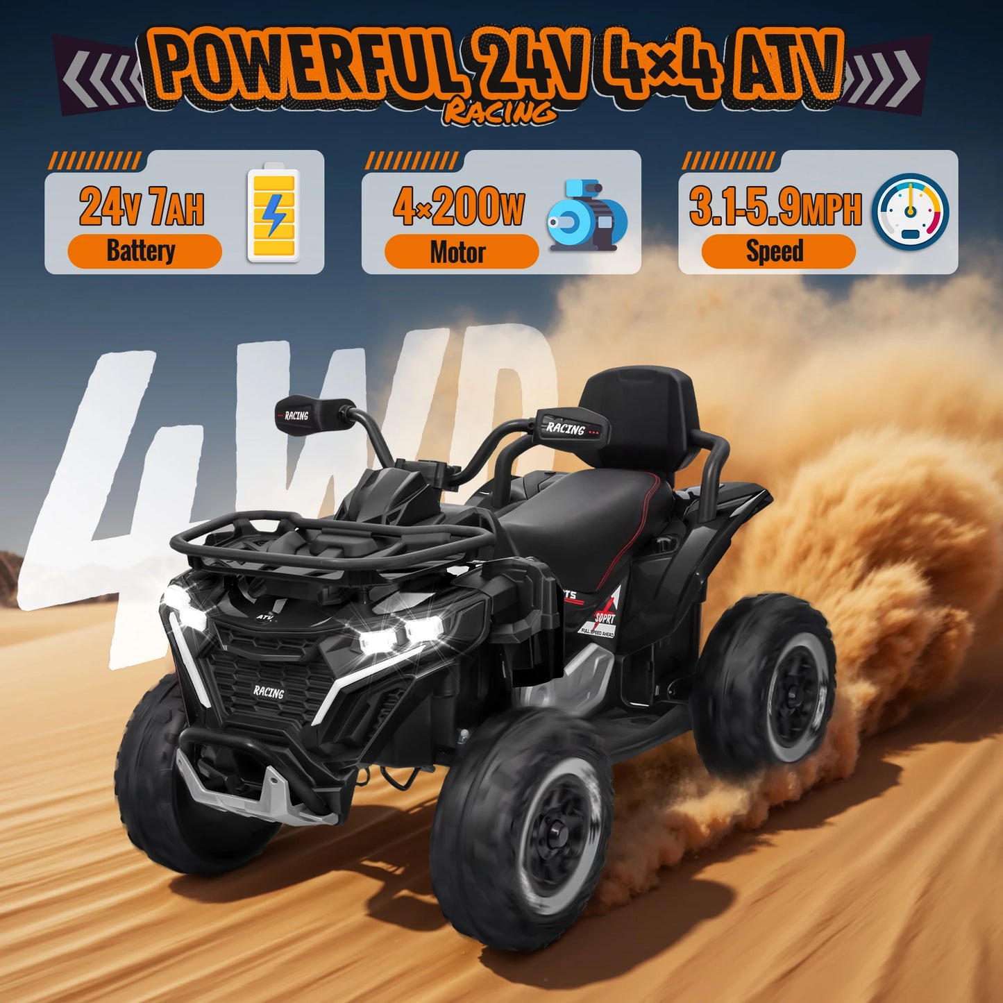 Joyracer 24V Four Wheel Off Road Ride On Vehicle For Kids