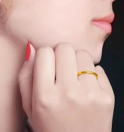 24K Gold Rings for Couples 999 Stamp Shiny Surface Jewelry