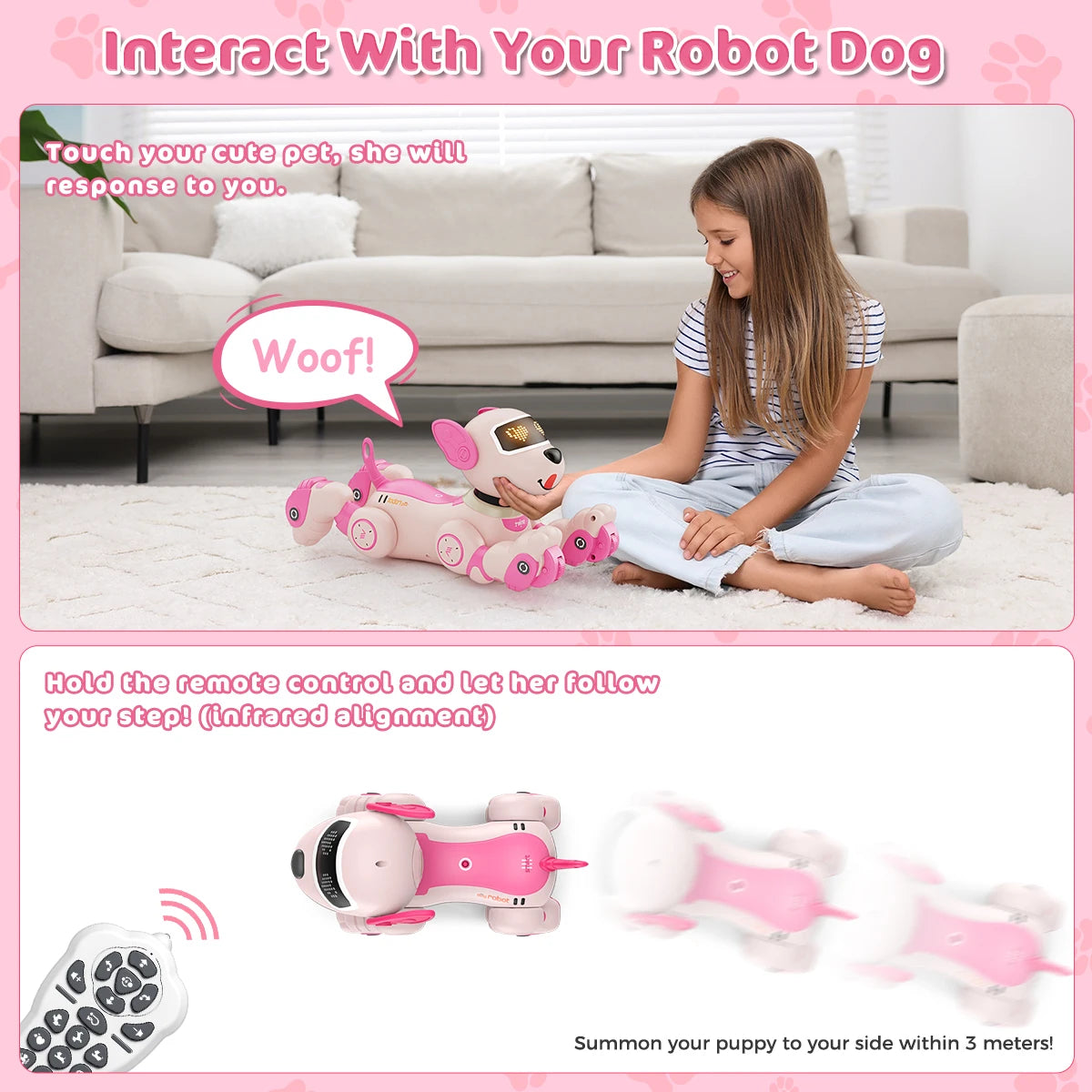 VATOS Robot Dog Toy For Kids Voice 2.4GHz Remote Control