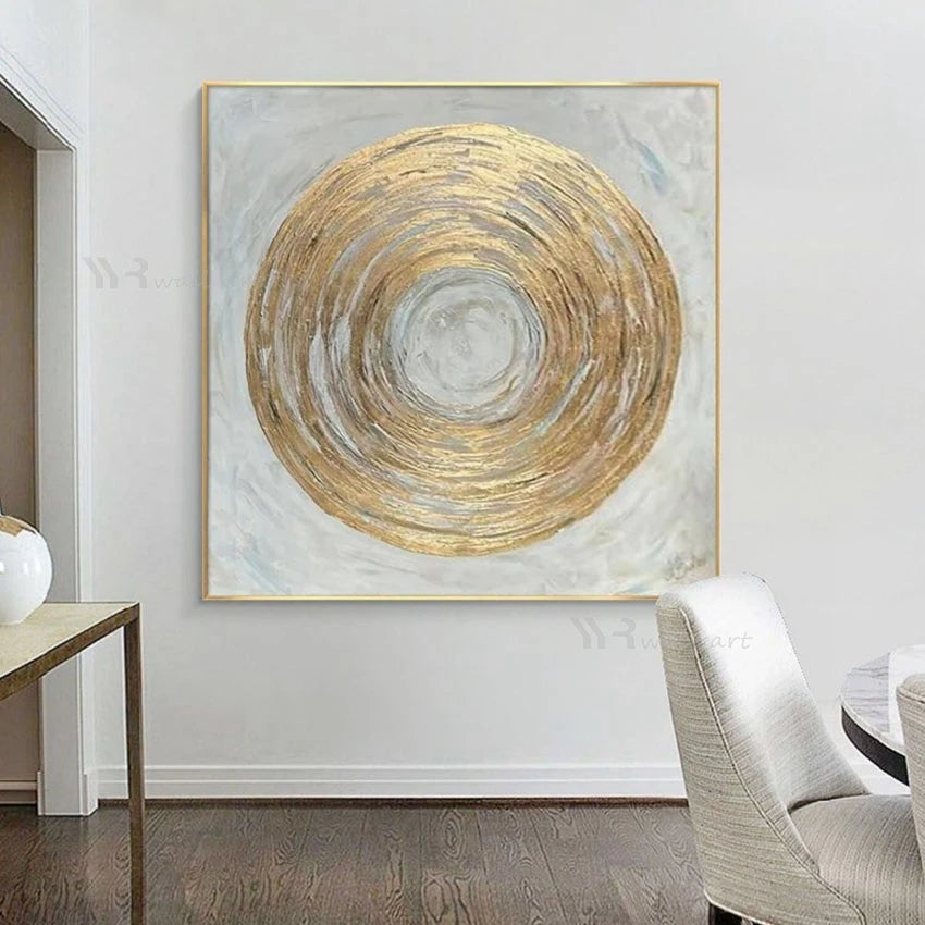 YYR Wall Art Handmade Gold Texture Canvas Oil Painting