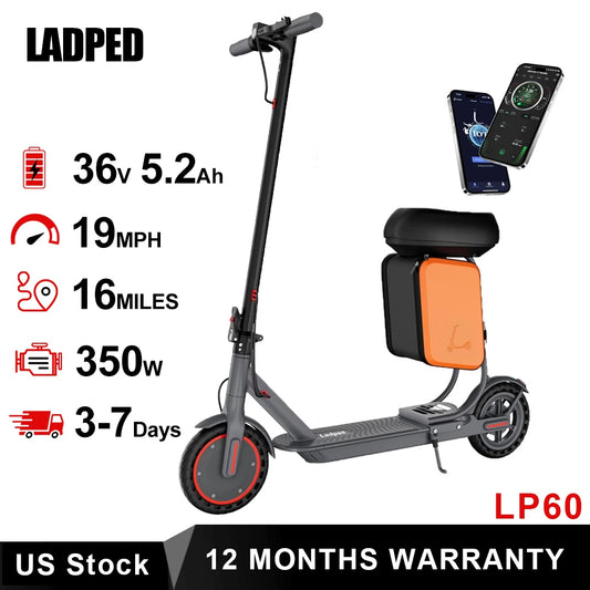 Ladped Electric Scooter 350W 36V Battery Foldable With Seat