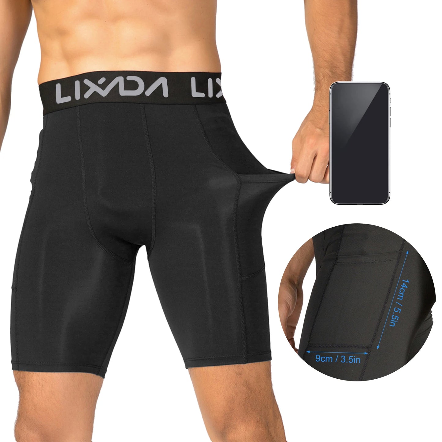 Lixada Men Sports Shorts Pack Active Workout With Pocket