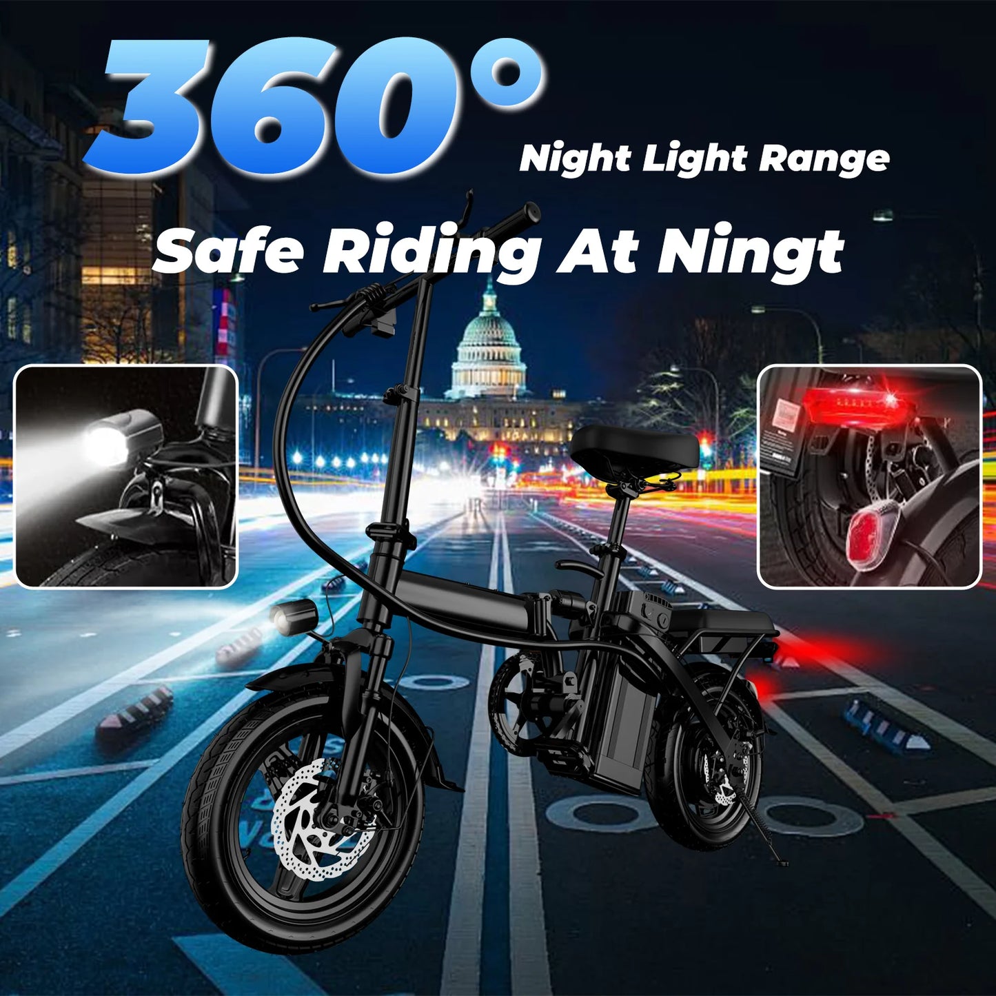 LELEKUAI Folding Electric Bike 500W 20 MPH 48V Battery