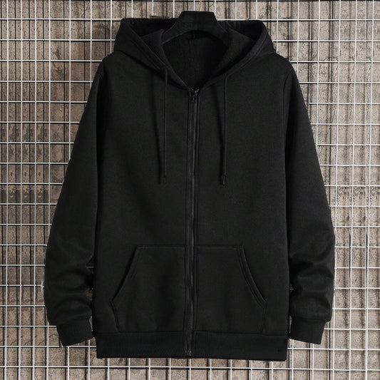 Autumn Men Hooded Jacket With Zipper Closure Sweatshirt