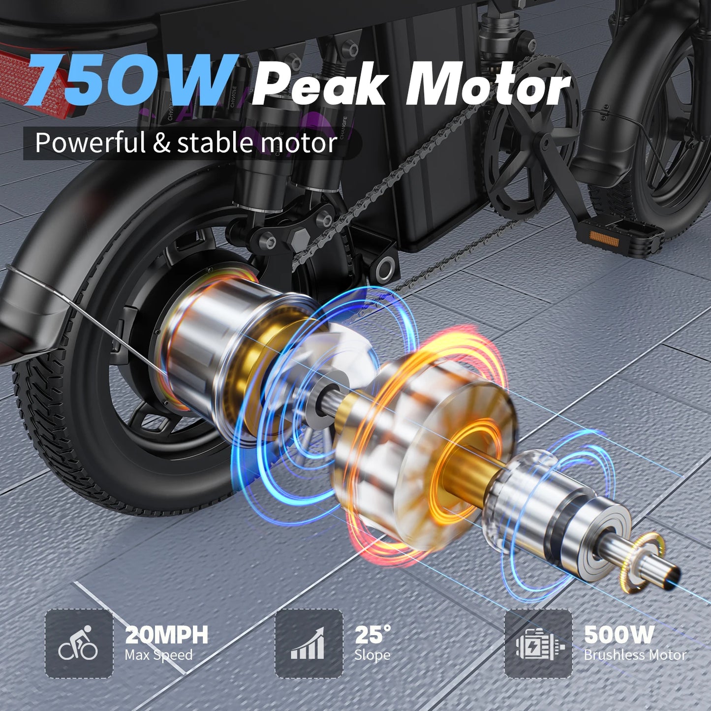 GS5 Electric Folding EBike 750W 48V Removable Battery