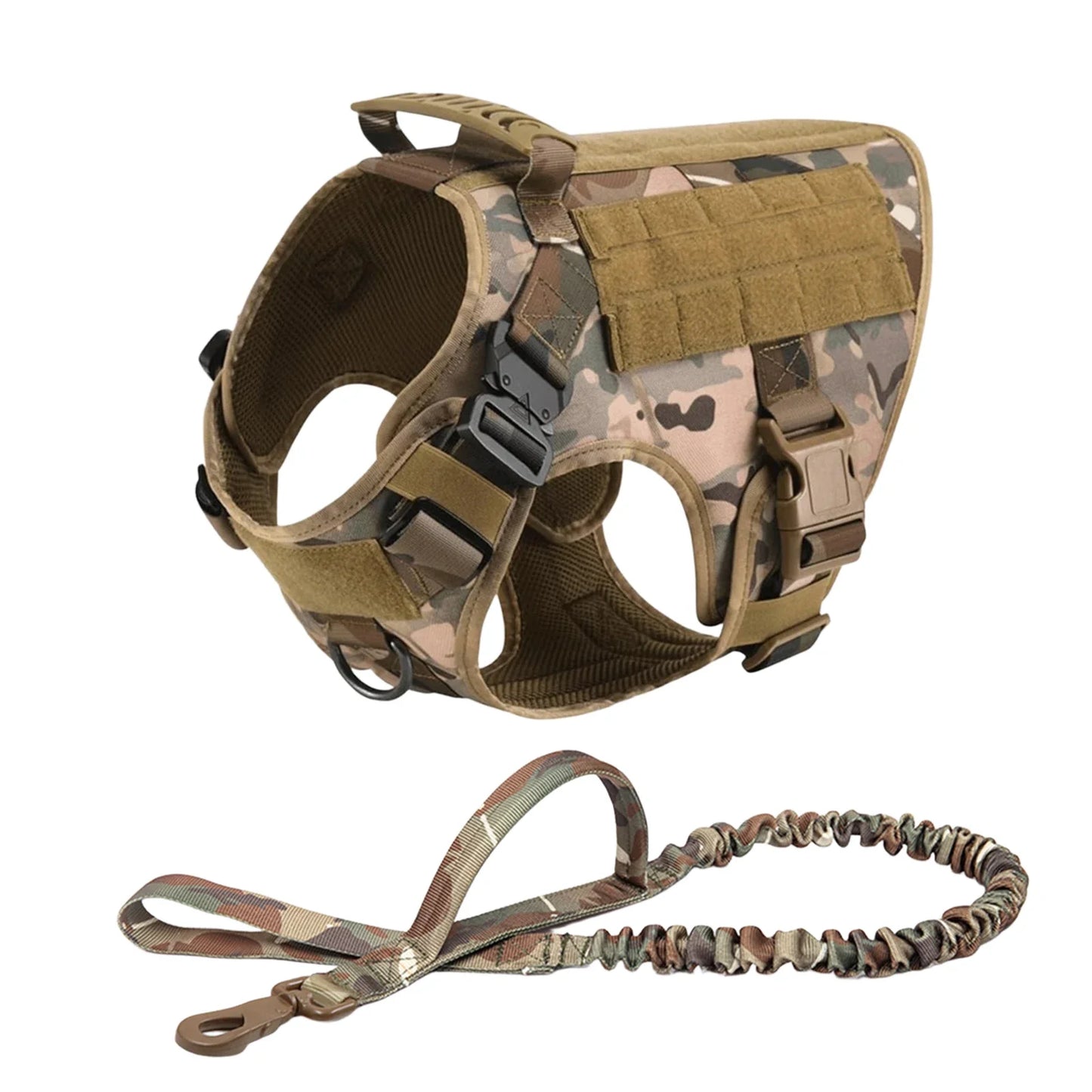 Military Dog Harness Vest With Molle Pouches For Large