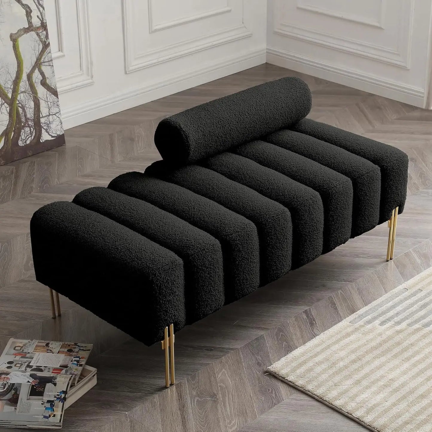 GUANGBAI PU Leather Ottoman Bench For Living Room Bedroom
