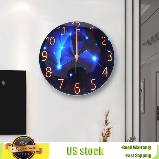 Blue Starry Glass Wall Clock by NoEnName Null