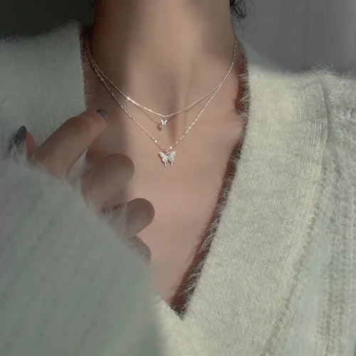 MIHJUSFDHCN Pearl Necklace Double Layer Bead Pendant