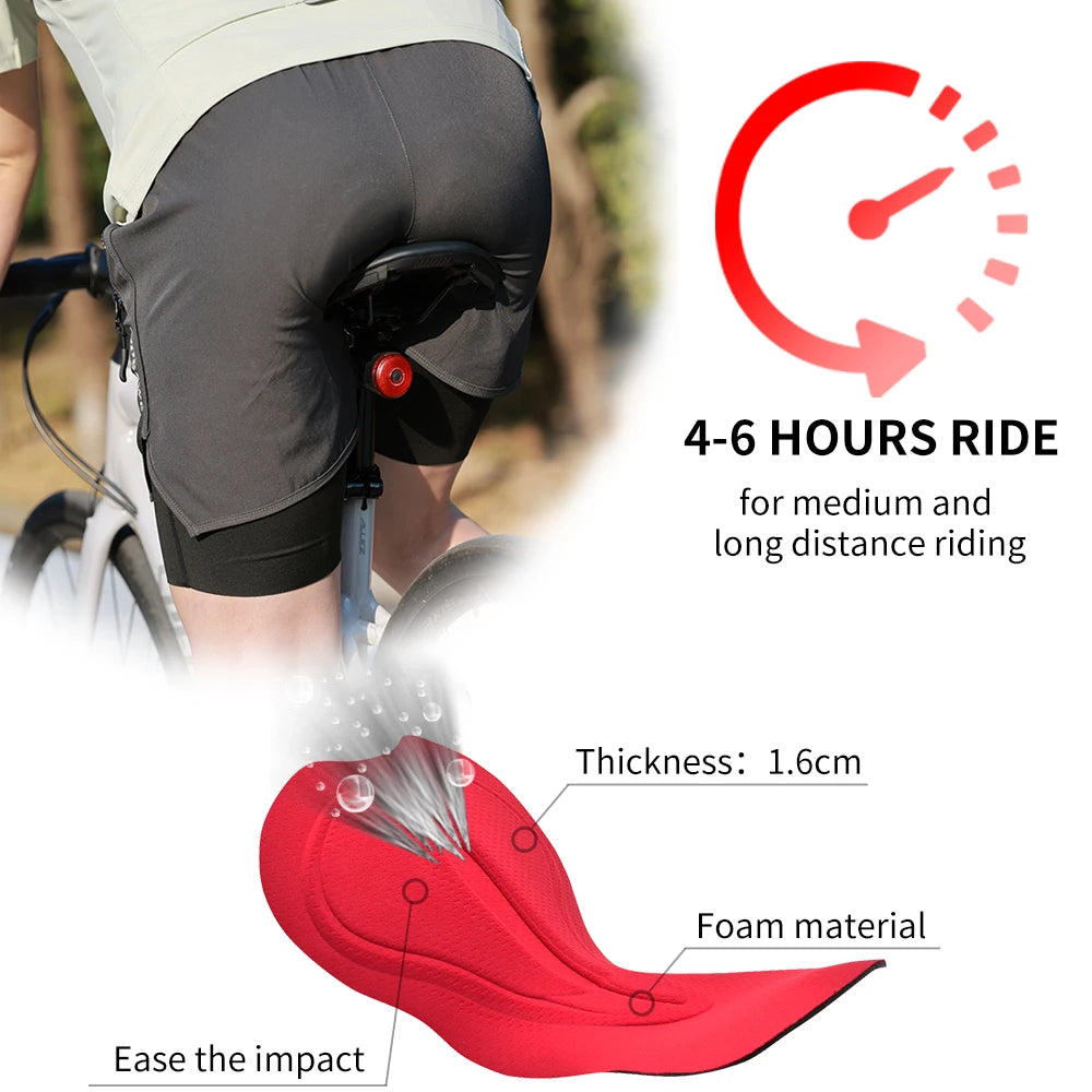 WOSAWECN 2 In 1 MTB Padded Cycling Breathable Shorts Men