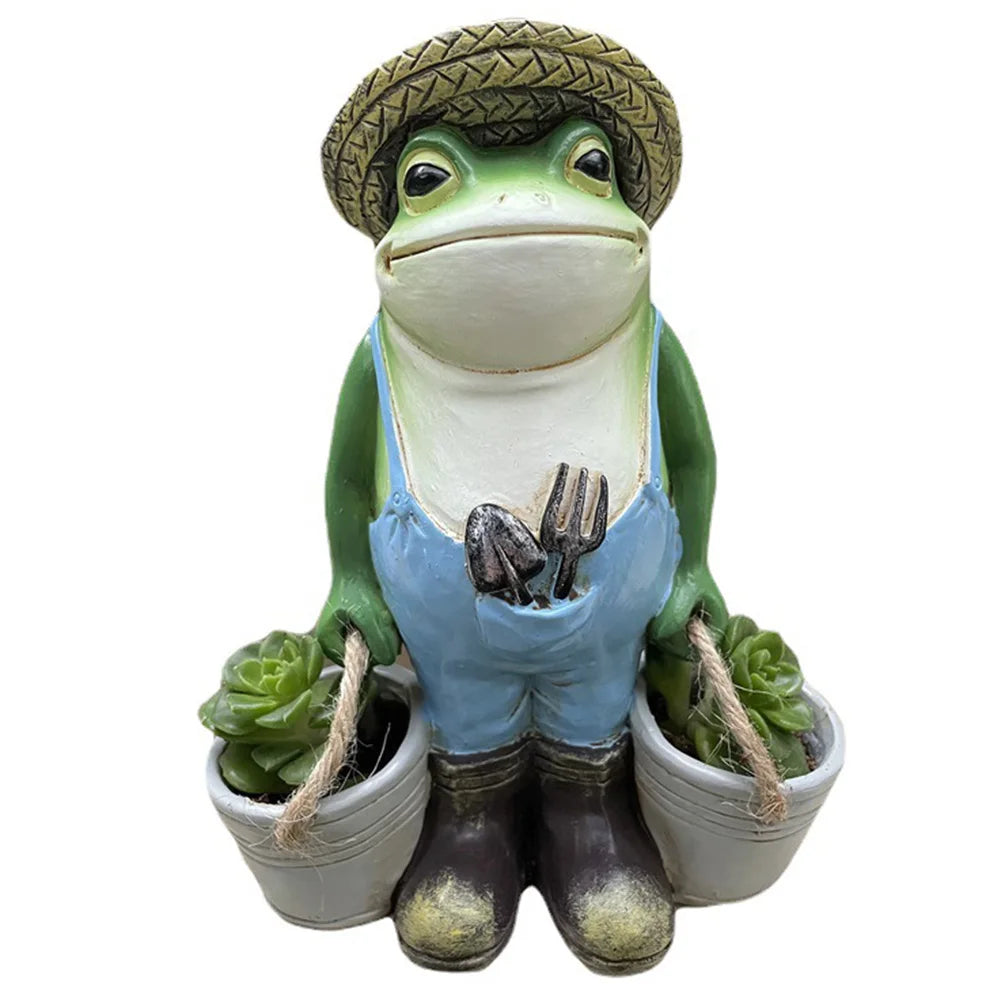 Frog Resin Yard Decor Succulent Planter Figurine Outdoor