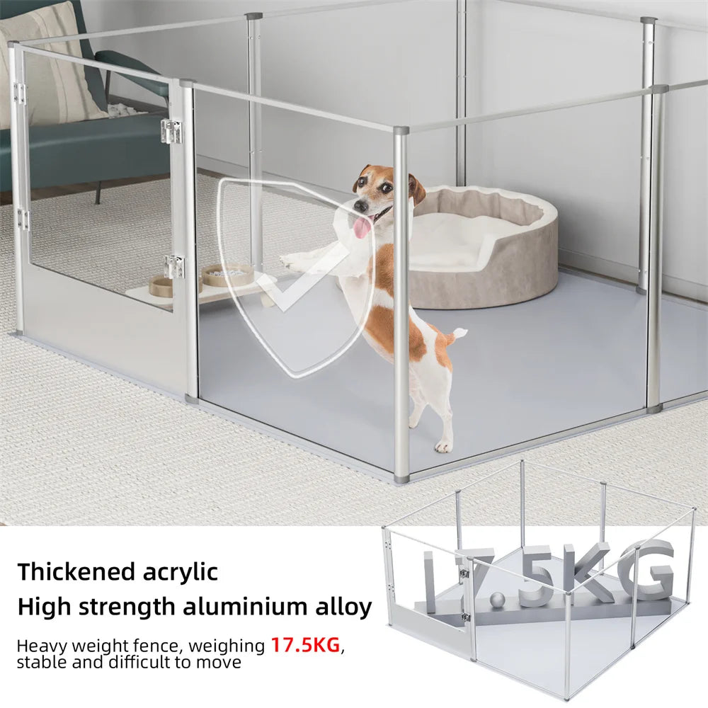 BORWARTH Acrylic Dog Playpen Enclosure With Waterproof Pad