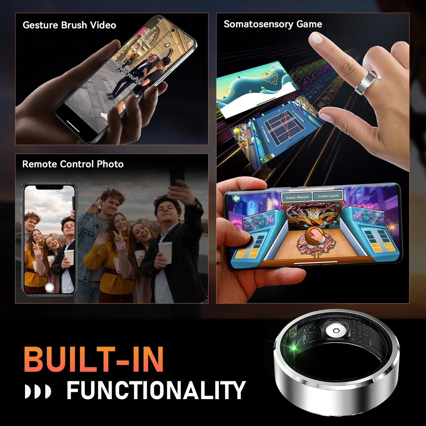 LaNikar R5 Smart Ring Bluetooth 5.1 Blood Oxygen Heart Rate