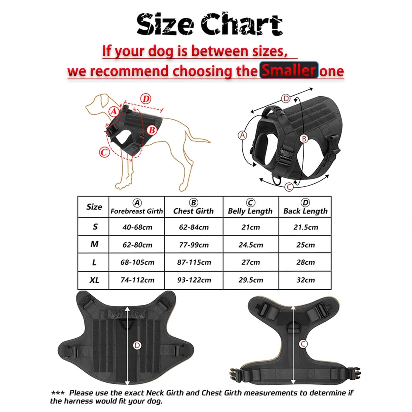 Military Dog Harness Vest With Molle Pouches For Large