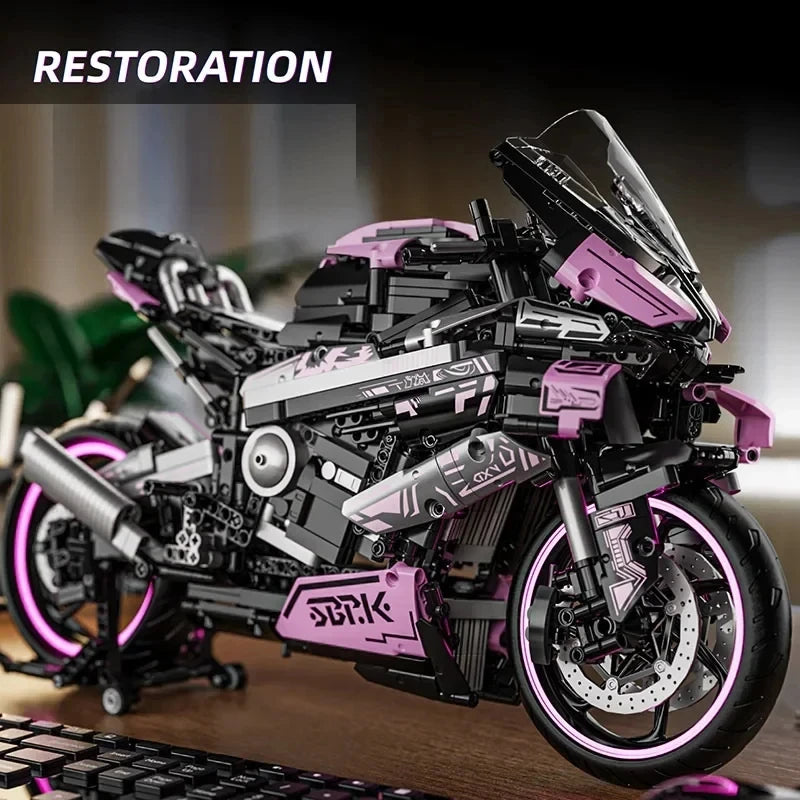 Kbox Motorcycle Racing Model Building Blocks Collectible