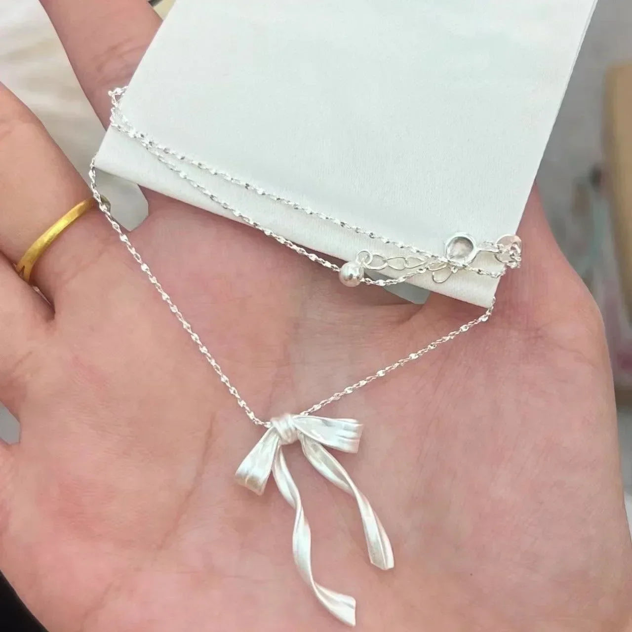 MIHJUSFDHCN Pearl Necklace Double Layer Bead Pendant