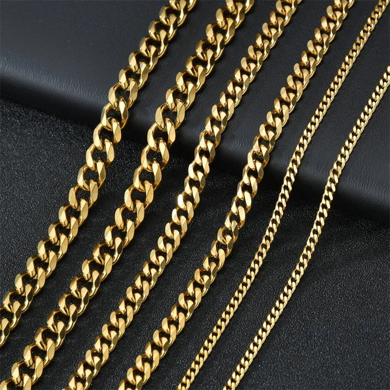 Fomalhaut Stainless Steel Curb Cuban Necklace Unisex