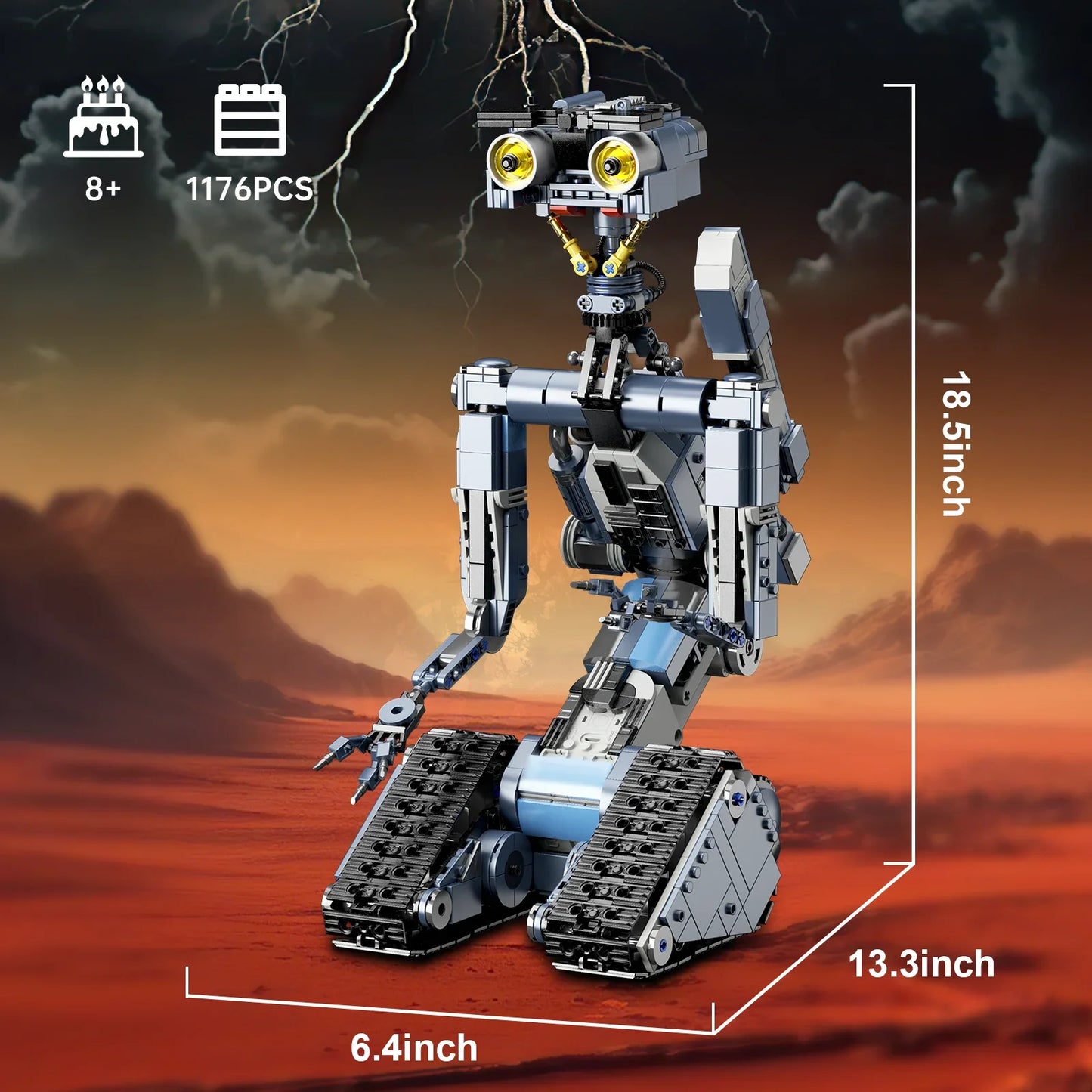 BuildMoc Johnnys Five Robot Building Blocks Set Military Toy
