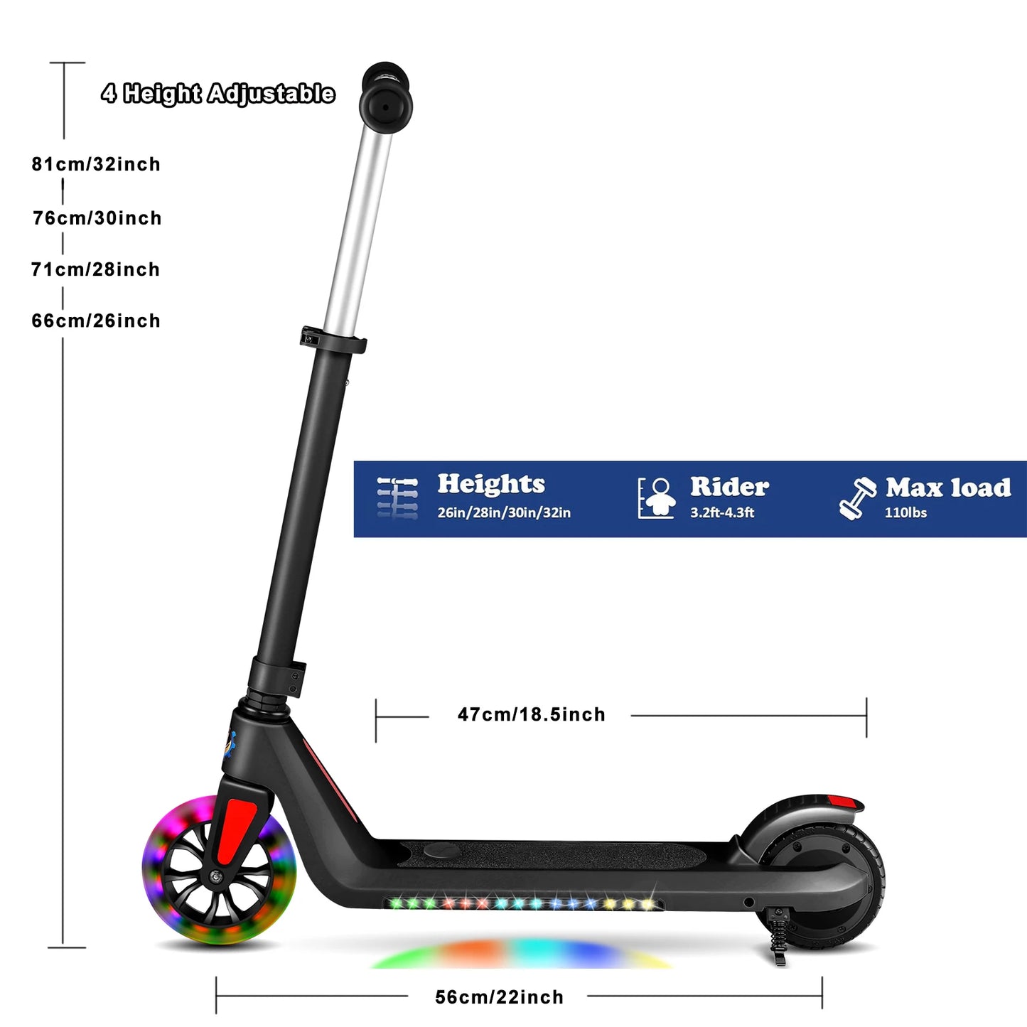 CAROMAC Electric Kids Scooter 120W Foldable LED Display