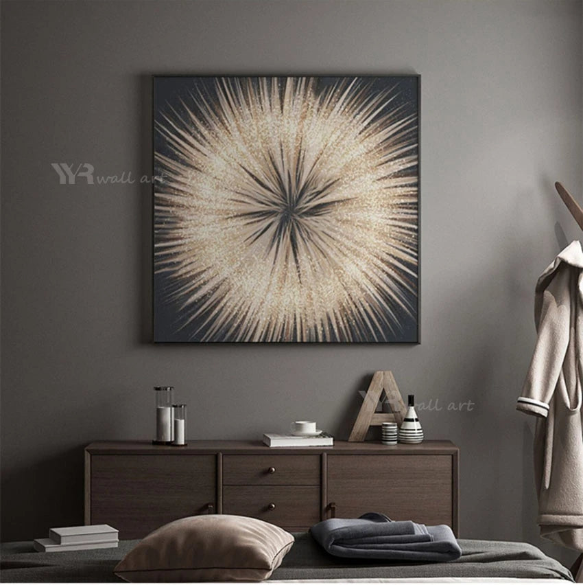 YYR Wall Art Handmade Gold Texture Canvas Oil Painting