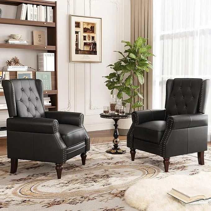 Mid Century Modern PU Leather Accent Chairs Set of 2