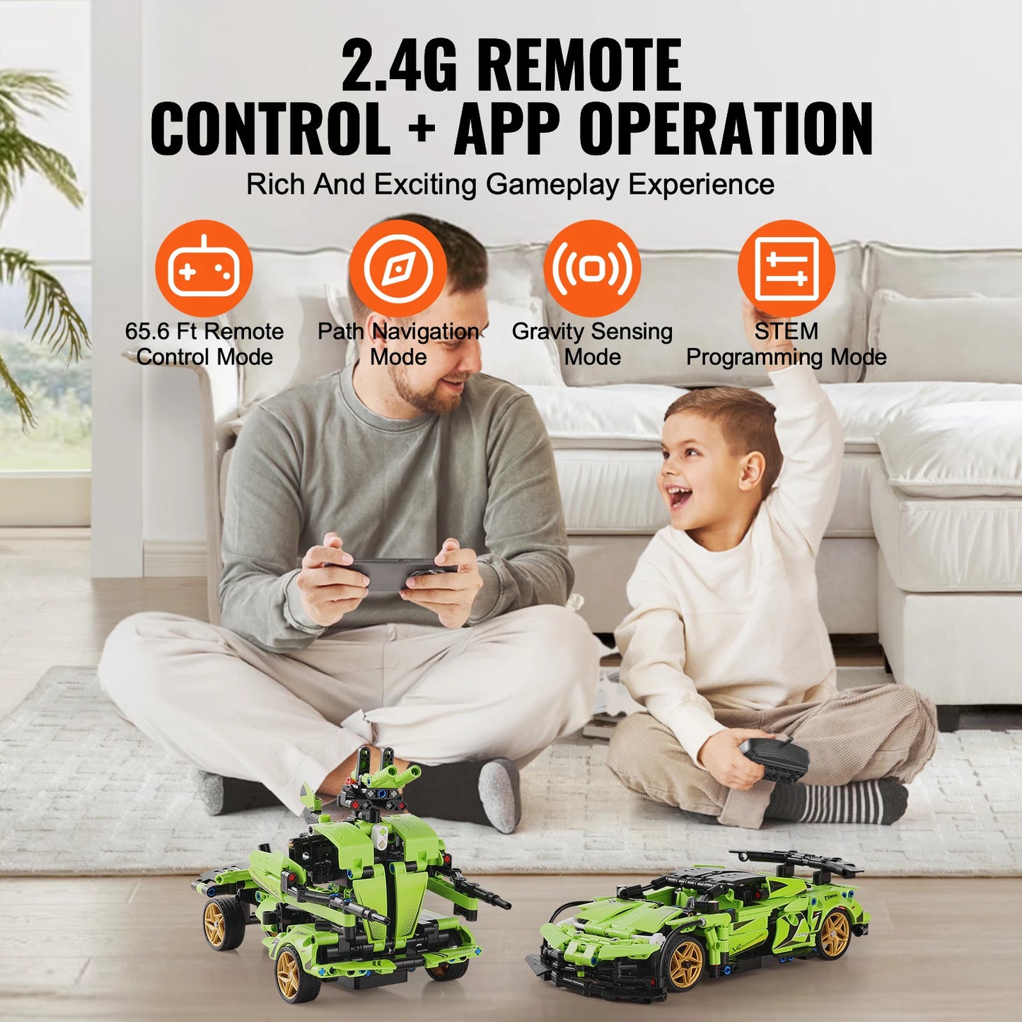 VEVOR 2 In 1 RC Car Robot 461 Pieces STEM Toys For Boys